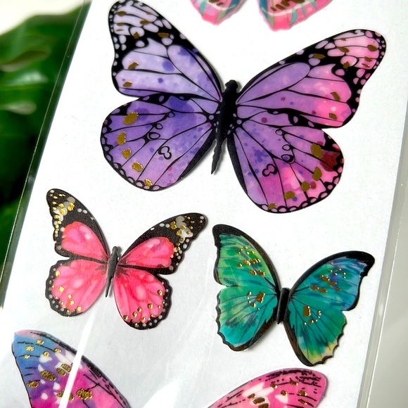 🆕 NEW 3D Self-Adhesive Butterfly Stickers with foil (7 pieces) - Picture 5 of 15